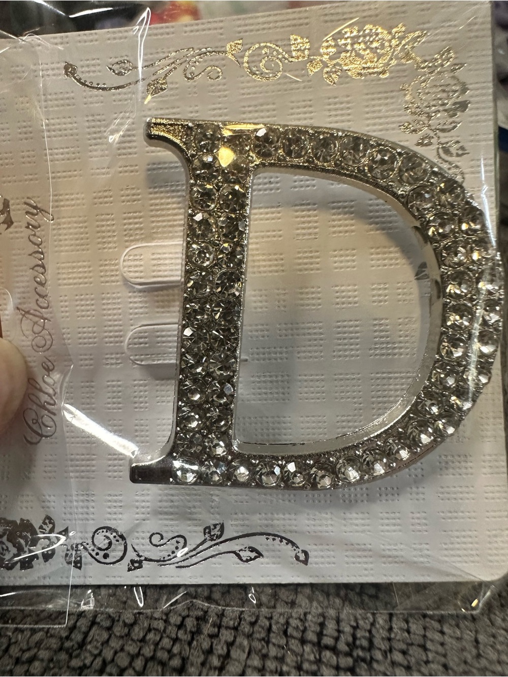 Delicious Crystal-Embellished Letter D Brooch - Silver